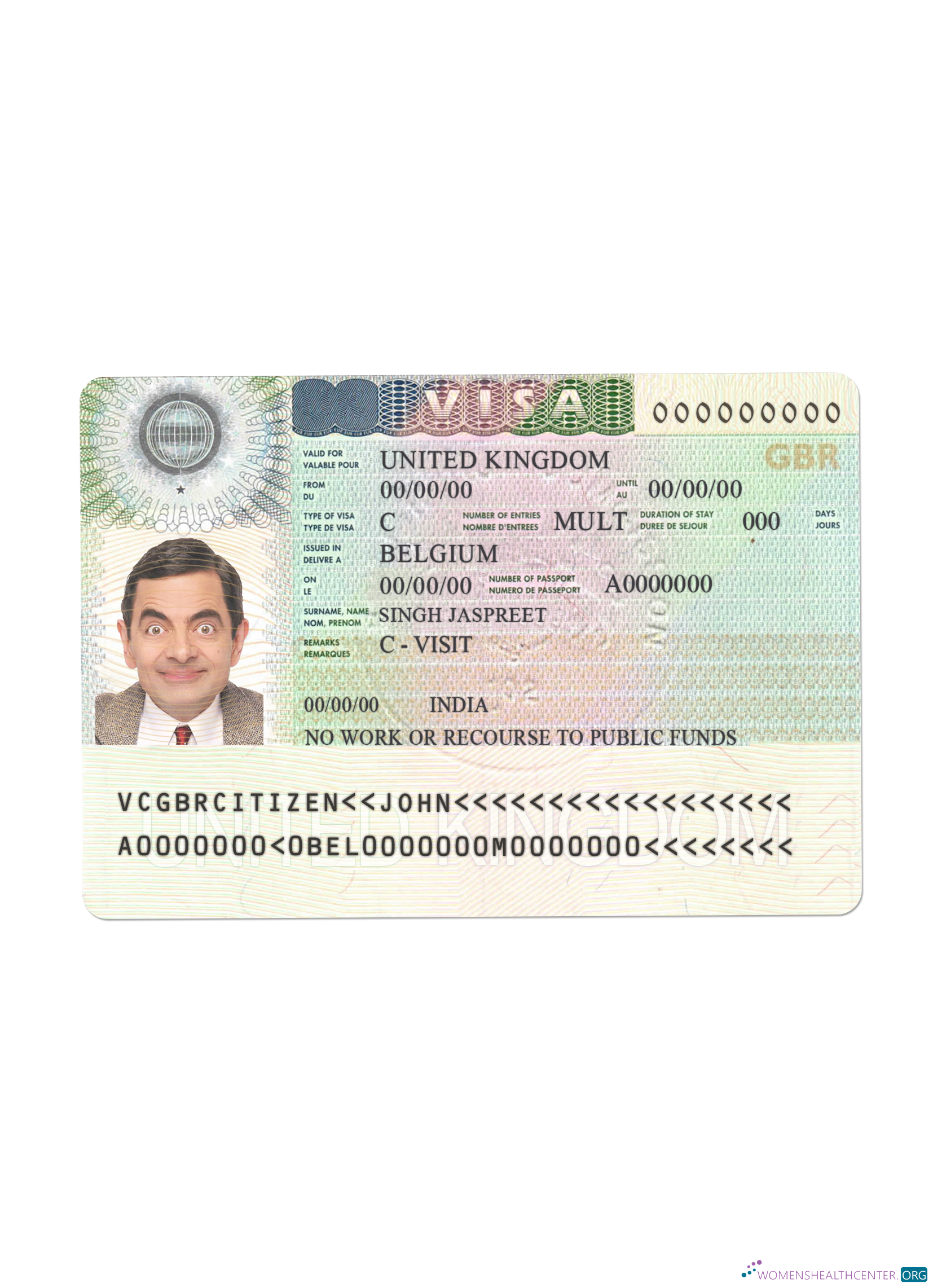 Download United Kingdom visa version 2 Photoshop template